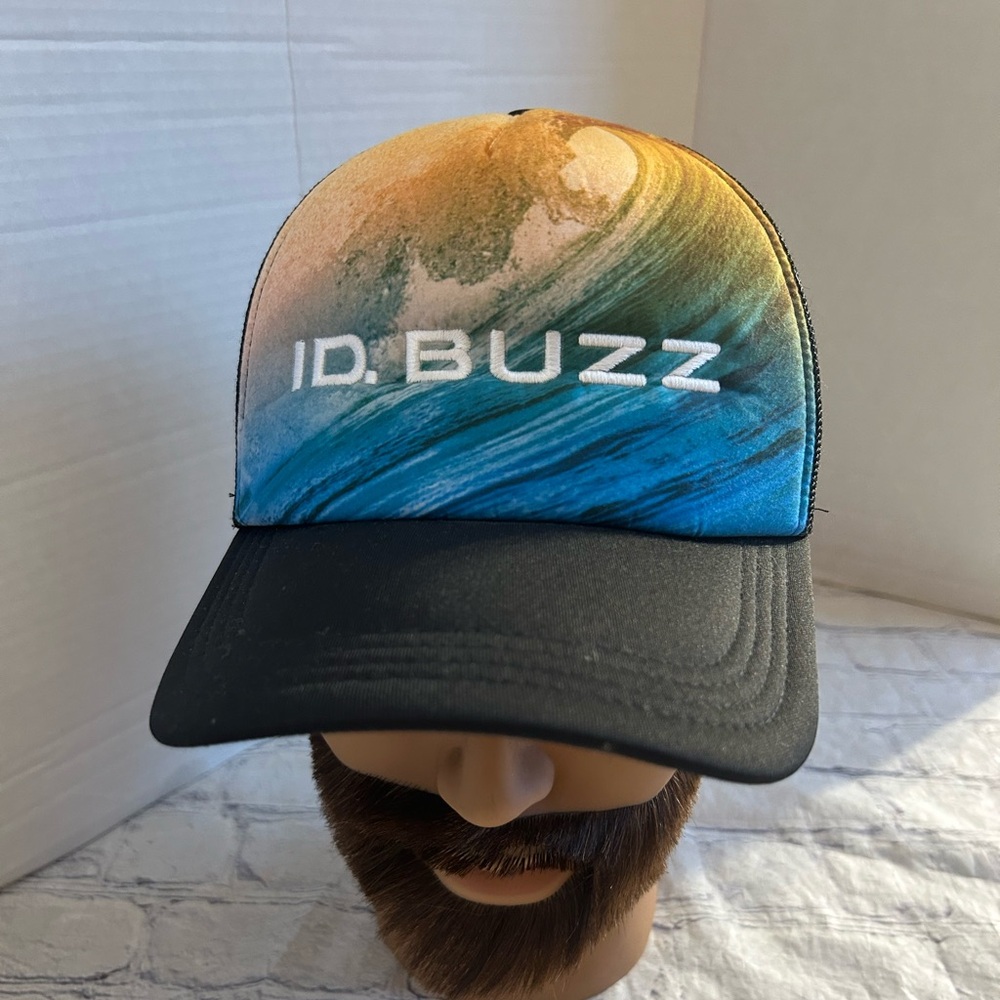 PORT AUTHORITY WAVE SNAPBACK PHOTO REAL TRUCKER CAP WITH ID.BUZZ TEXT ON FRONT